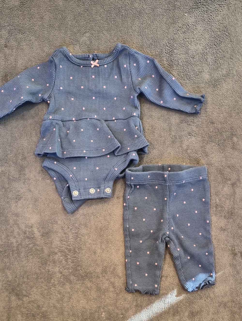 Baby Girls Blue Polka Dot Two-Piece Outfit